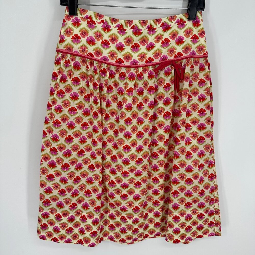 J. Crew Floral Skirt 0 Tropical Summer Full Flare Cotton Pink‎ Orange Vintage